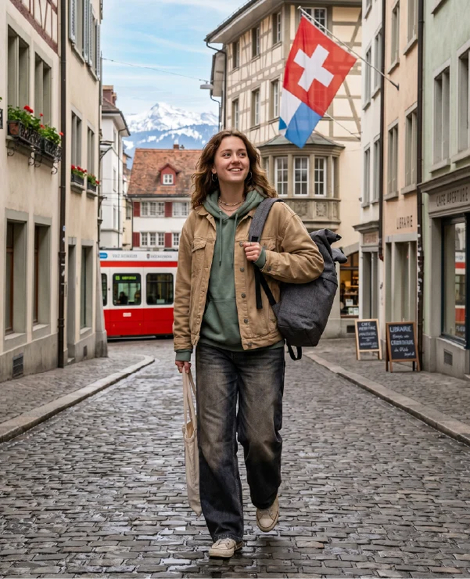 girl carrying a bag